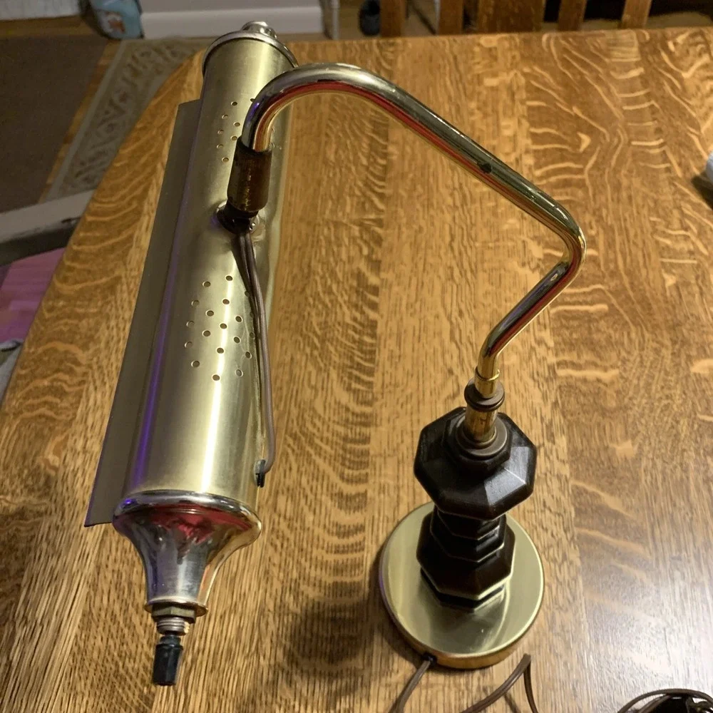 Vintage Organ/Piano Lamp Brass And wood 18in Tall x 12in